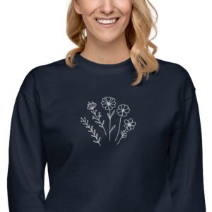 Minimalist Flowers Premium Embroidered Sweatshirt